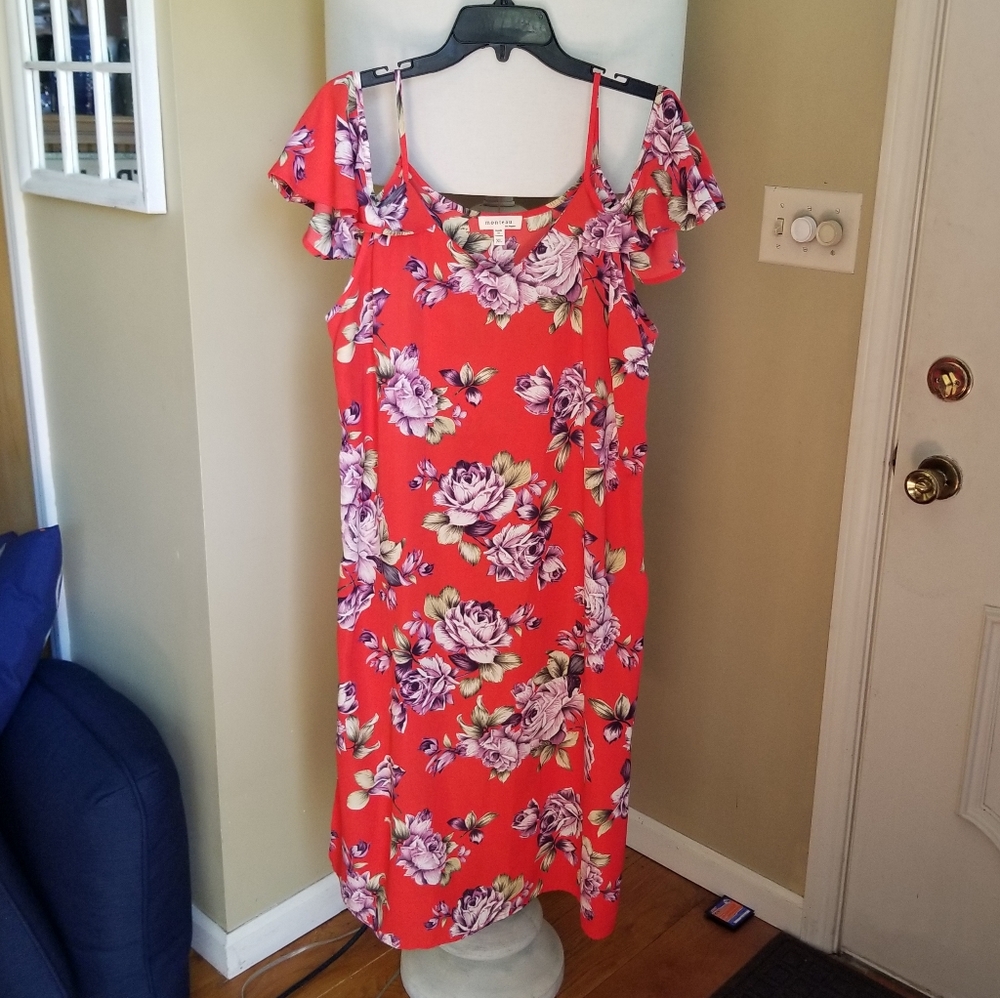 Monteau Floral Cold Shoulder Dress